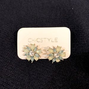 Blue flower earring studs